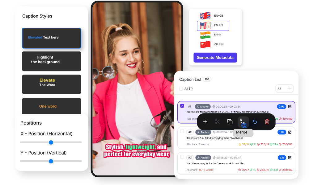 Captions product